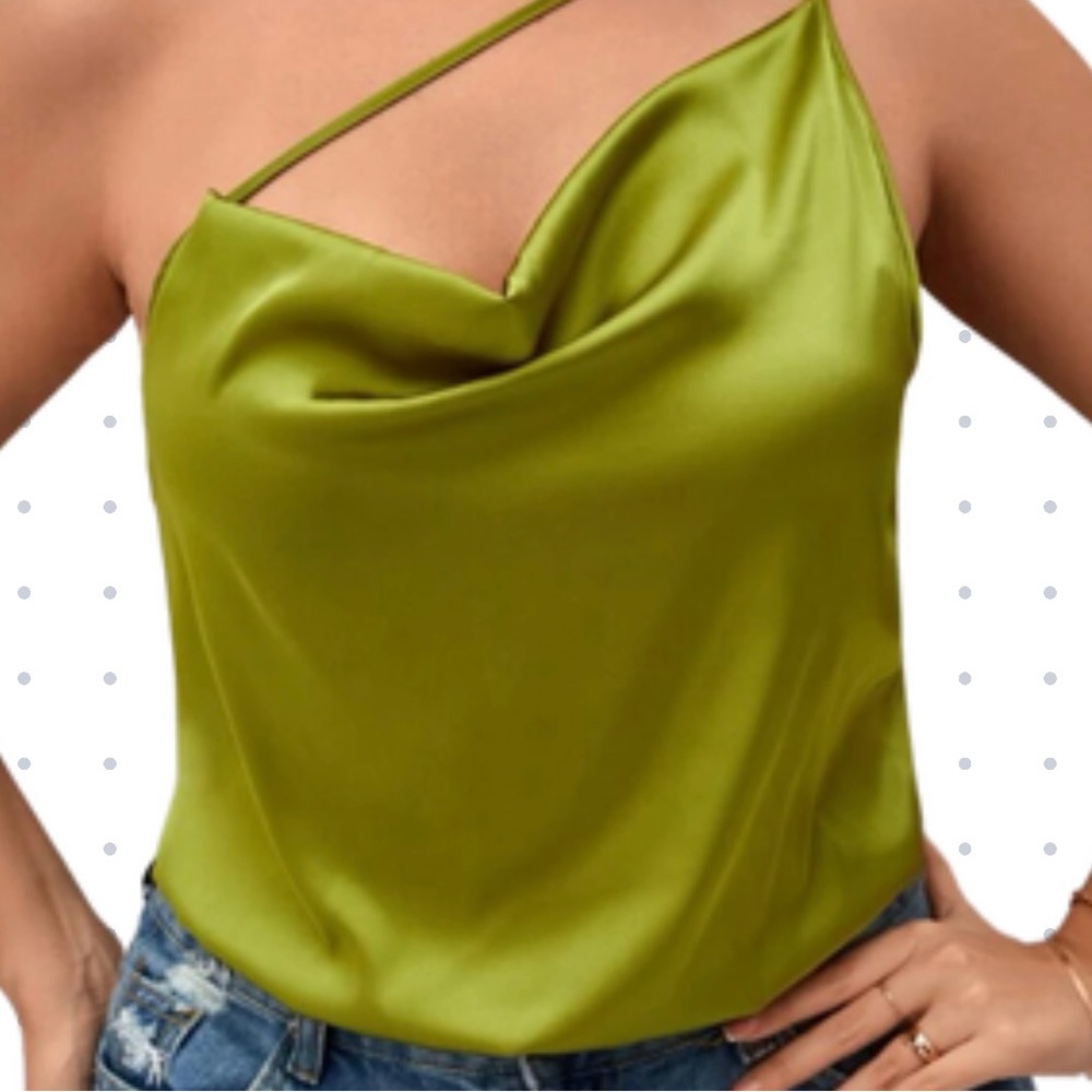 Plus size green one shoulder drape bodysuit (NWOT)